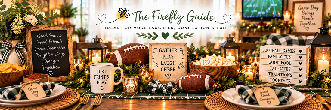 Football game table featuring Football Squares for families, kids and adults from Firefly Parade