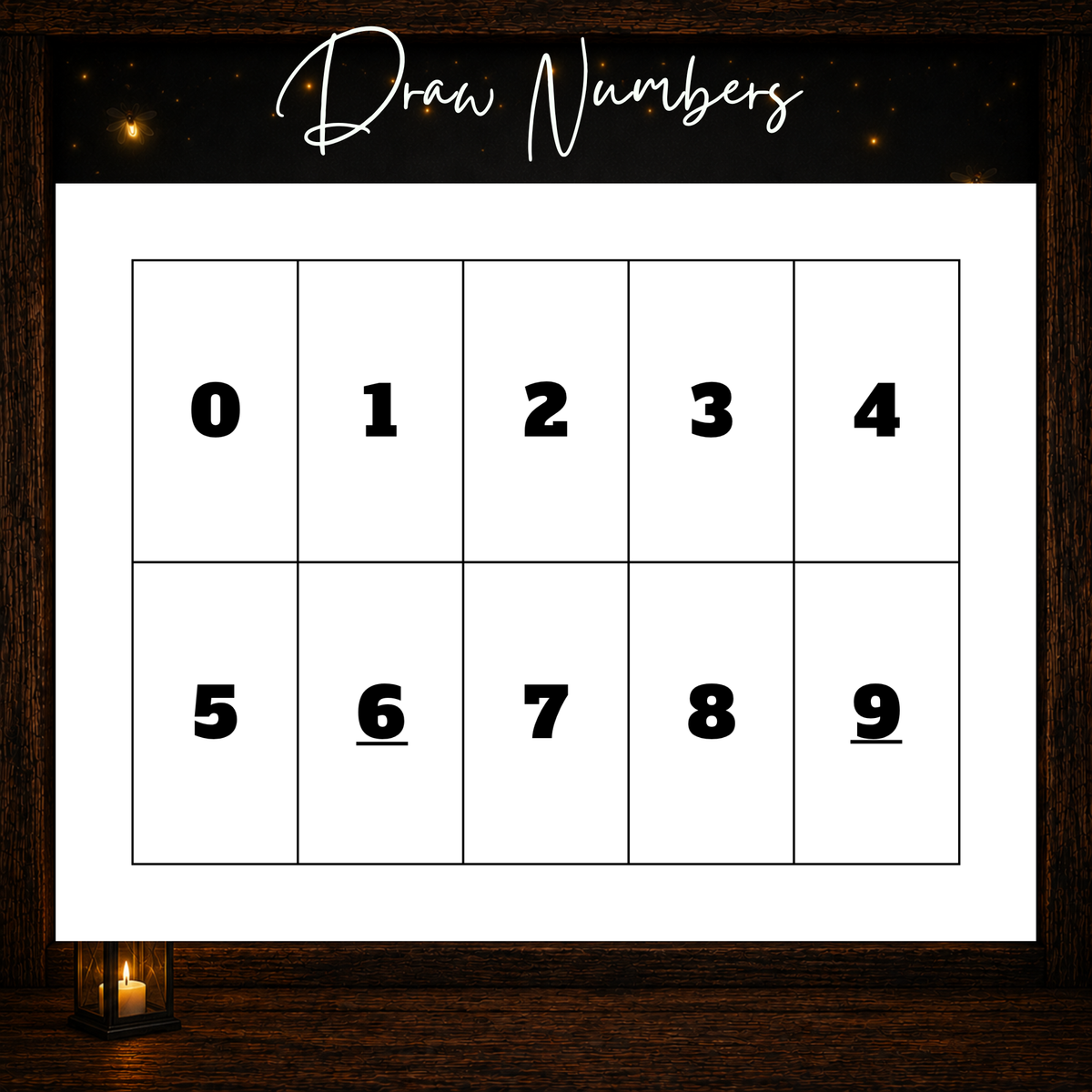 Printable football pool draw numbers zero through nine for assigning team numbers