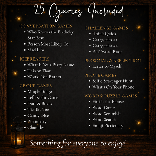 25 printable birthday games including conversation games icebreakers group games challenges phone games and word games
