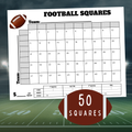 50 square football pool printable game sheet with numbered football squares and score and payout tracker