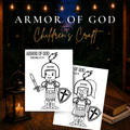 Printable Armor of God craft for kids with completed boy and girl characters based on Ephesians 6:10–18