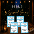 Bible 5 Second Game printable with 120 Bible game cards for church groups, families, Sunday School and youth groups
