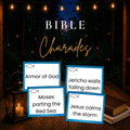 Bible Charades printable game with Christian Bible story cards for church, youth groups and families
