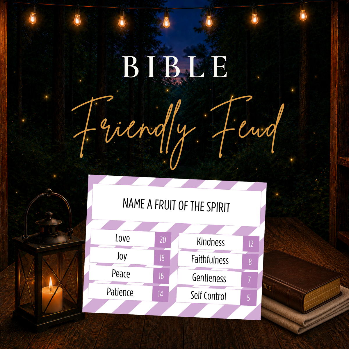 Bible Friendly Feud printable Christian team game for families, church groups, youth groups and Sunday School