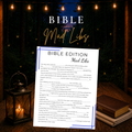 Bible Mad Libs printable game featuring a funny fill-in-the-blank Bible story activity for church, Sunday School, youth groups and families.
