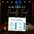 Birthday Friendly Feud printable survey game for birthday parties and family game nights