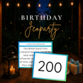 Birthday Jeoparty printable trivia party game with question and point value cards
