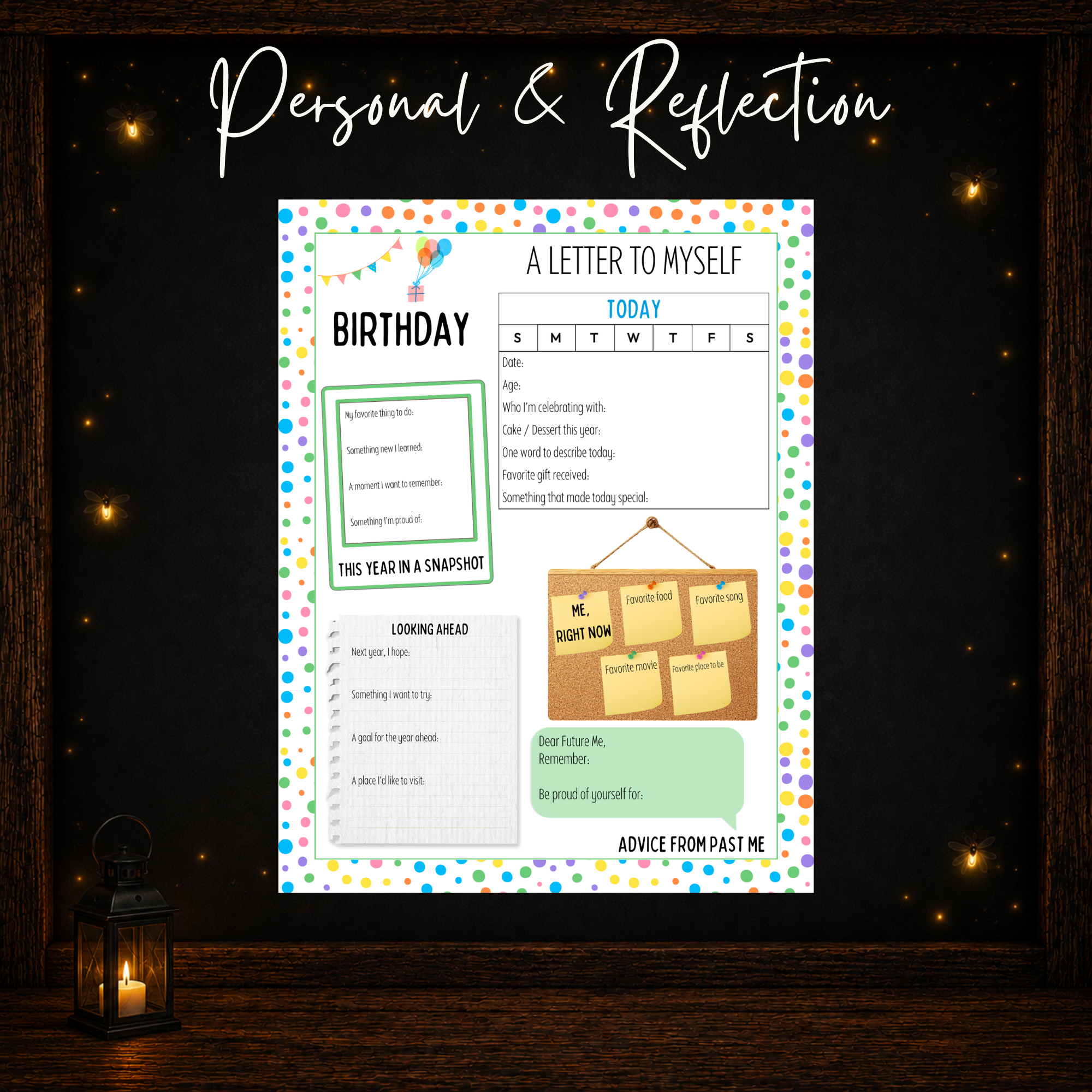 Birthday Letter to Myself printable reflection activity for birthday parties and celebrations