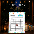 Birthday Mingle Bingo printable party game with colorful find someone who bingo card
