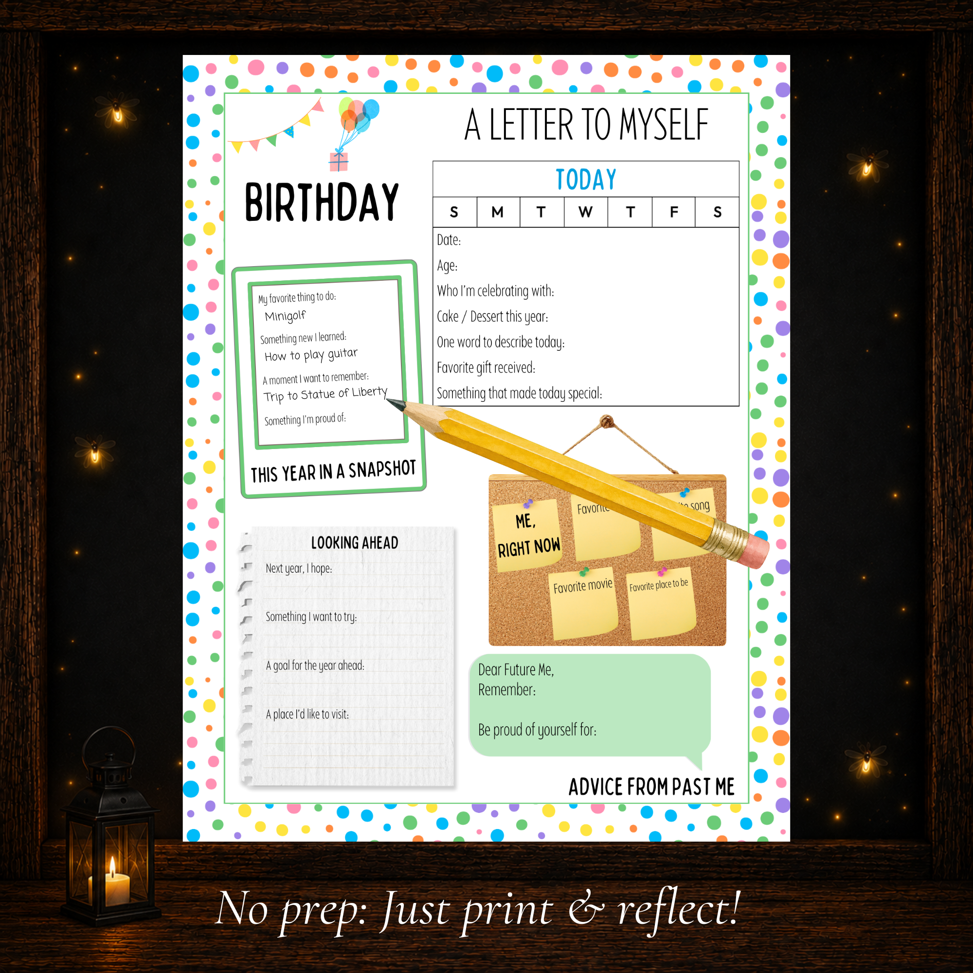 Printable Birthday Letter to Myself with memories, favorites and goals for the year ahead