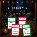 Christmas 5 Second Game printable with 120 holiday game cards for family and Christmas parties