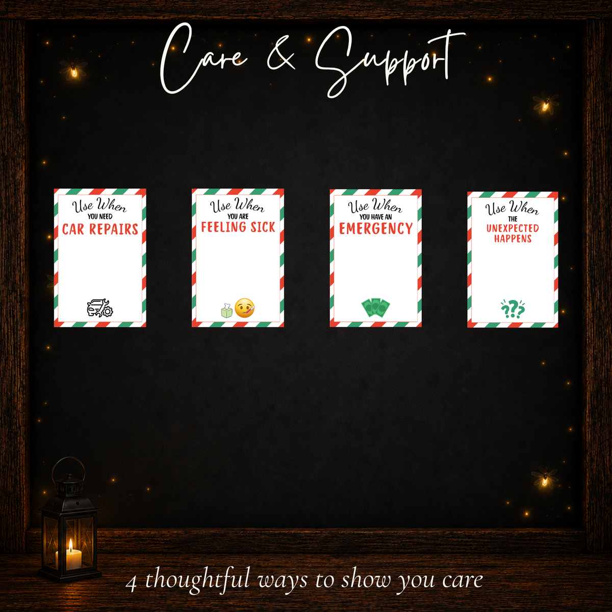 Thoughtful Christmas gift card holders for car repairs, sick days, emergencies and unexpected expenses