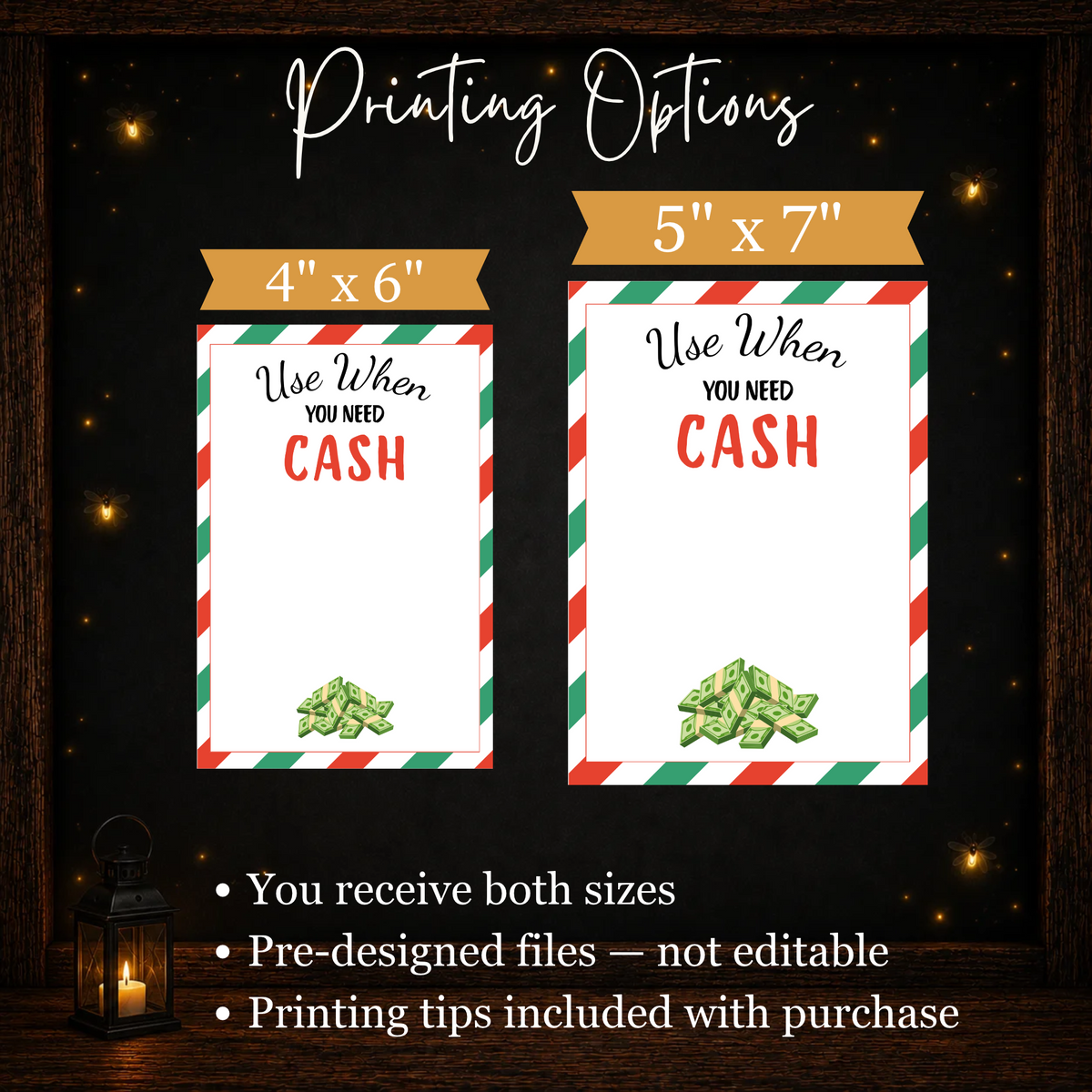 Printable Christmas Gift Card Book available in both 4x6 and 5x7 sizes with printing tips included