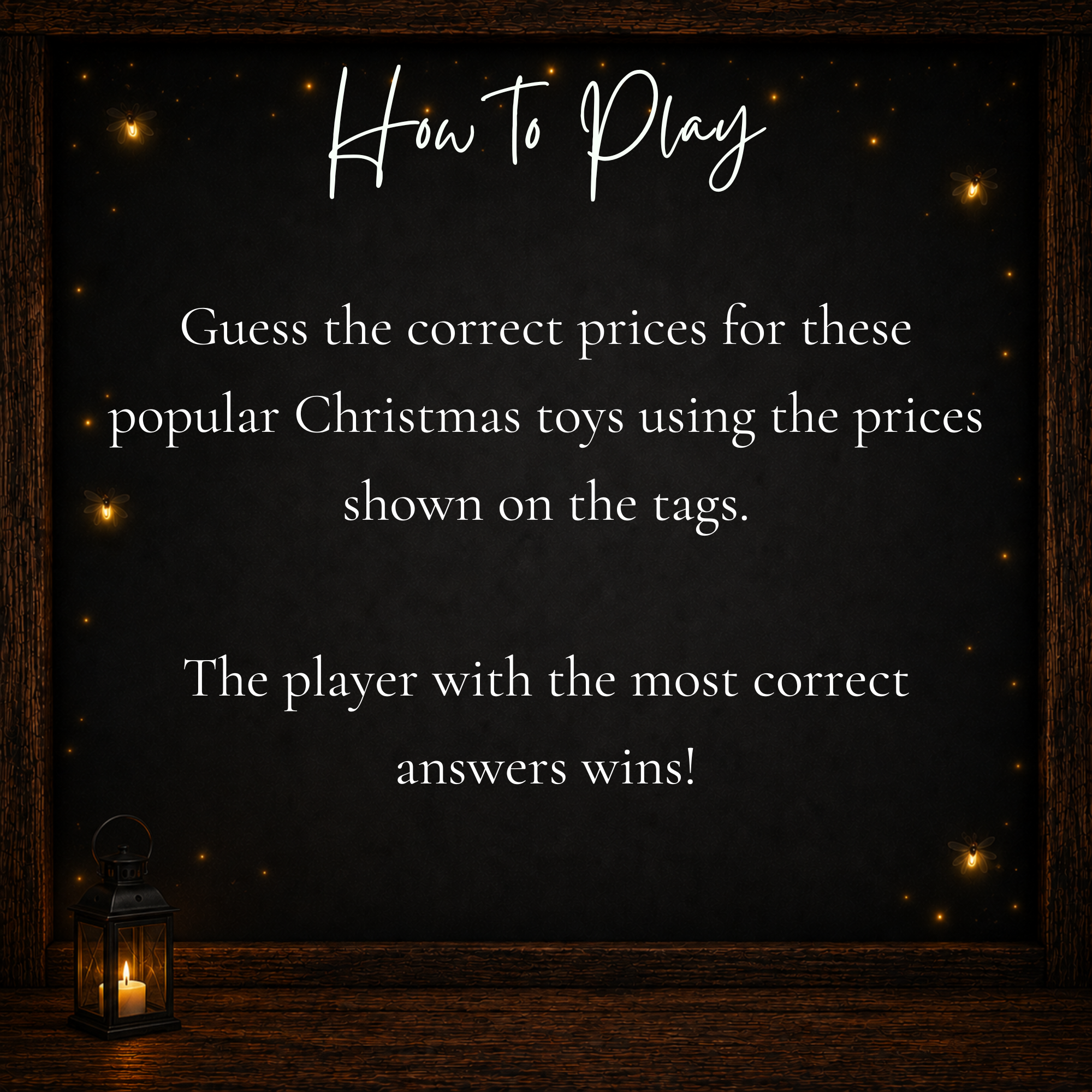 How to play Christmas Guess the Right Price printable game by matching prices to popular toys