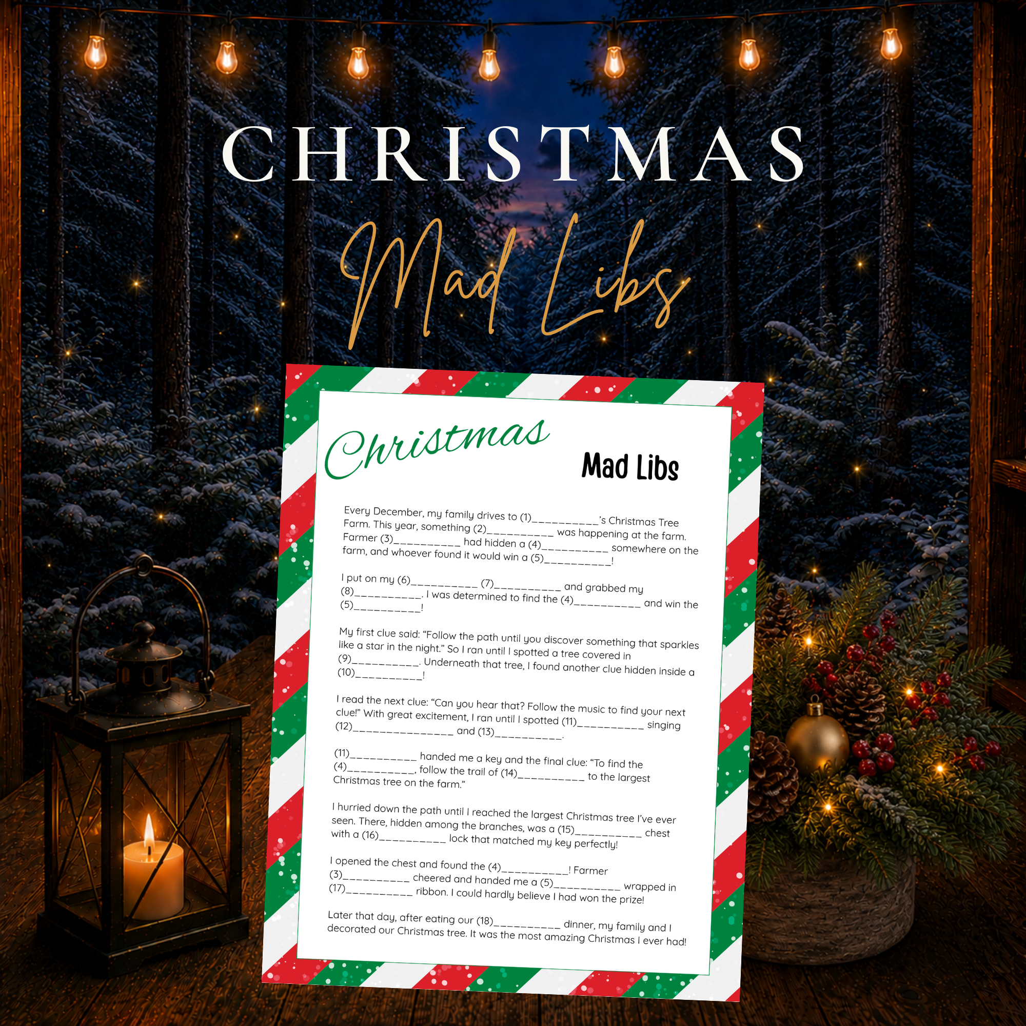 Christmas Mad Libs printable game for family Christmas parties classroom activities and holiday gatherings