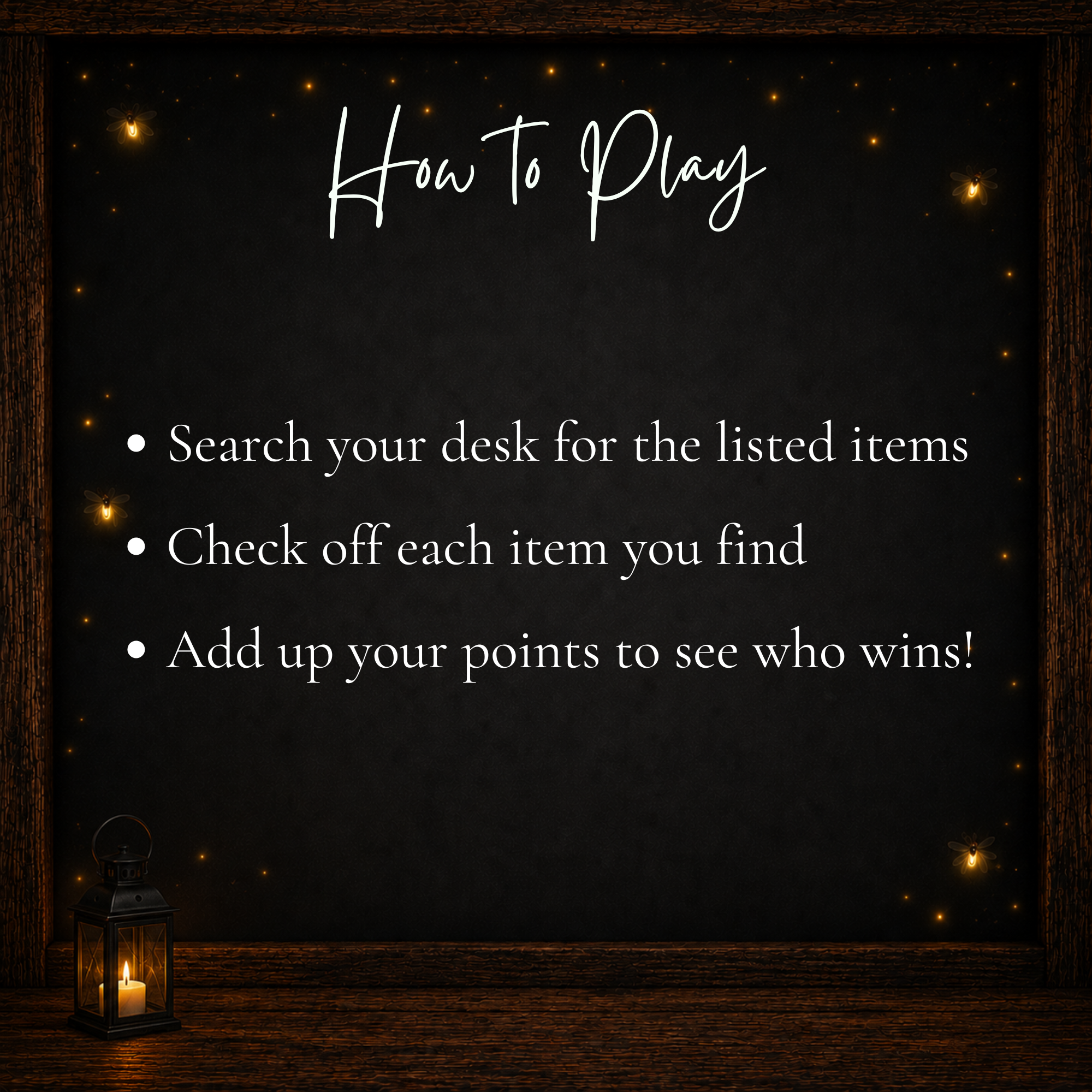 How to play Christmas What’s On Your Desk office game by finding desk items and adding points
