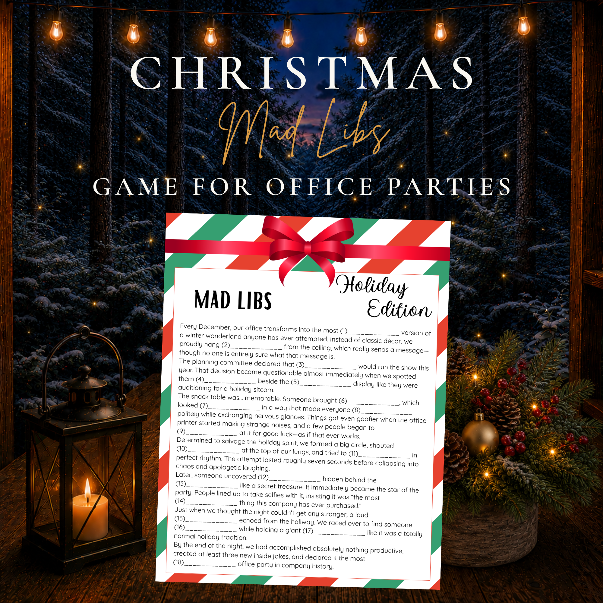 Christmas Office Mad Libs printable game for coworker and workplace holiday parties