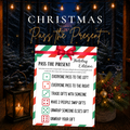 Christmas Pass the Present dice game printable for holiday gift exchanges and Christmas parties