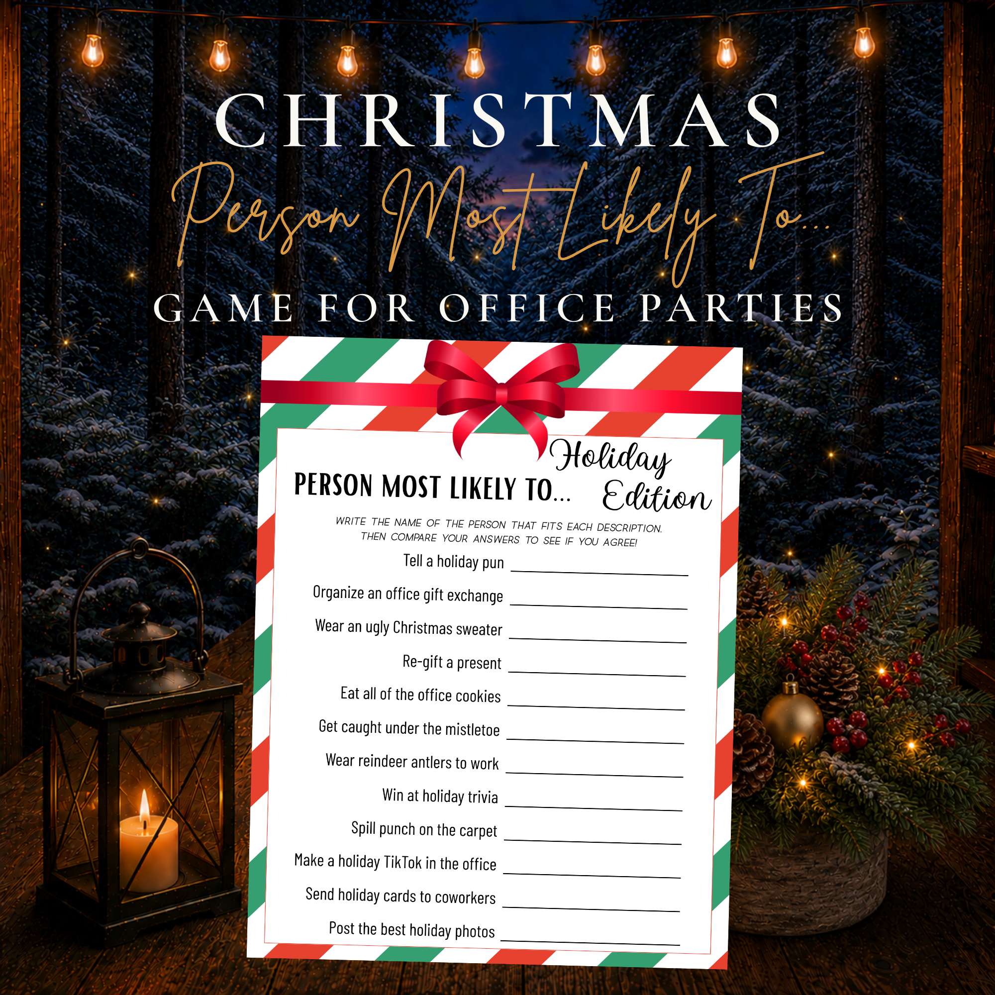 Christmas Person Most Likely To printable game for office Christmas parties and coworkers