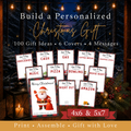 Christmas plaid printable gift card book featuring 100 gift ideas, 6 covers, 4 messages, and 4x6 and 5x7 sizes.
