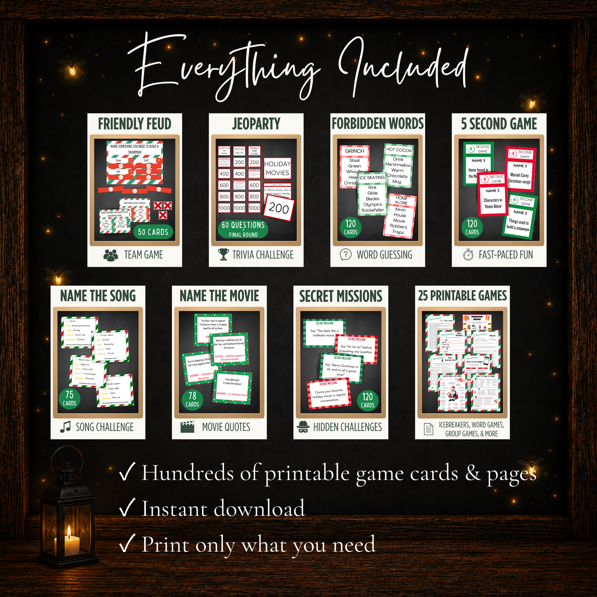 Christmas Ultimate Game Collection with seven full printable party games plus a bundle of 25 printable Christmas games