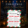 Christmas What’s On Your Phone printable party game with festive phone search challenges
