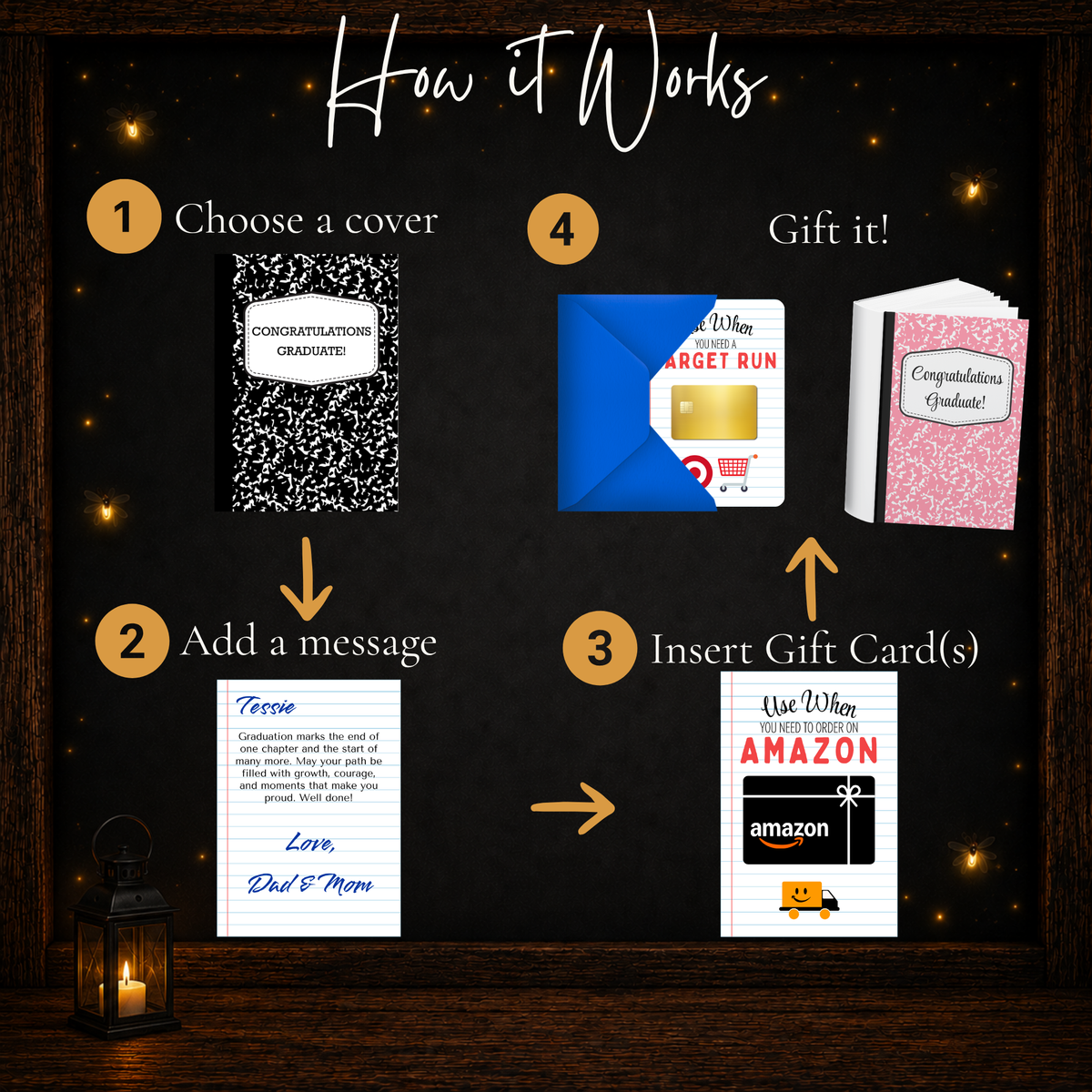 How to make a printable graduation gift card book with gift cards