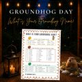 What Is Your Groundhog Name printable Groundhog Day game for kids families classrooms and homeschool groups