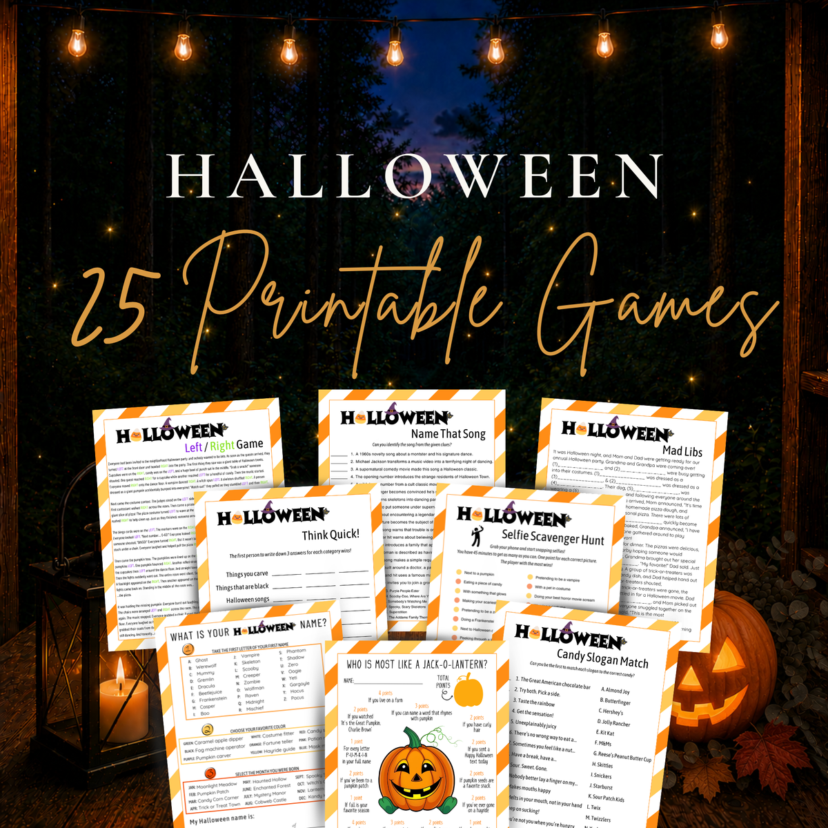 25 printable Halloween games bundle for kids teens adults families and Halloween parties