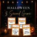 Halloween 5 Second Game printable party game with orange Name 3 challenge cards