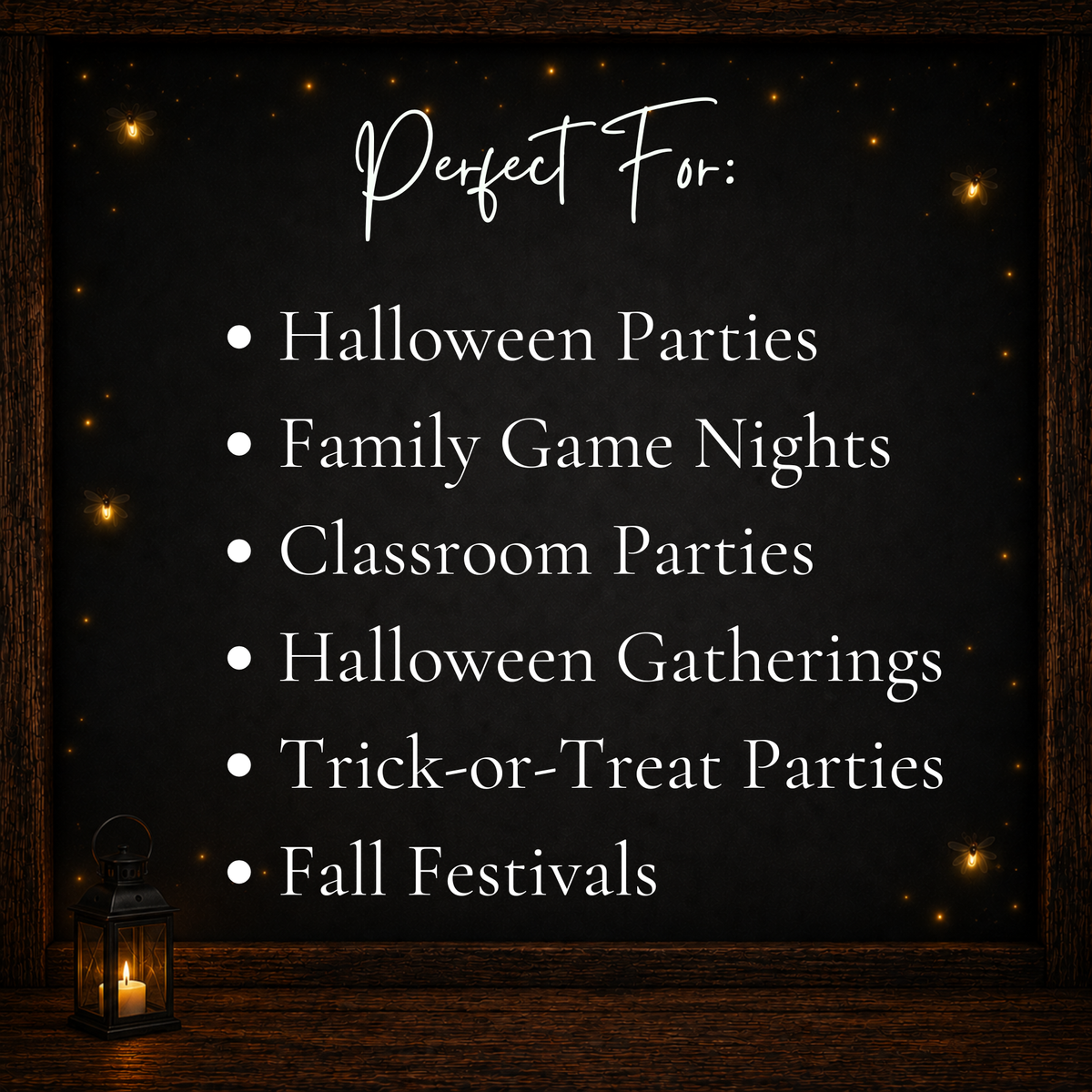 Printable candy slogan game for Halloween parties, family game nights, classrooms, trick or treat parties and fall festivals