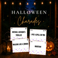 Halloween Charades printable game with Halloween party game cards for songs, phrases, actions and objects