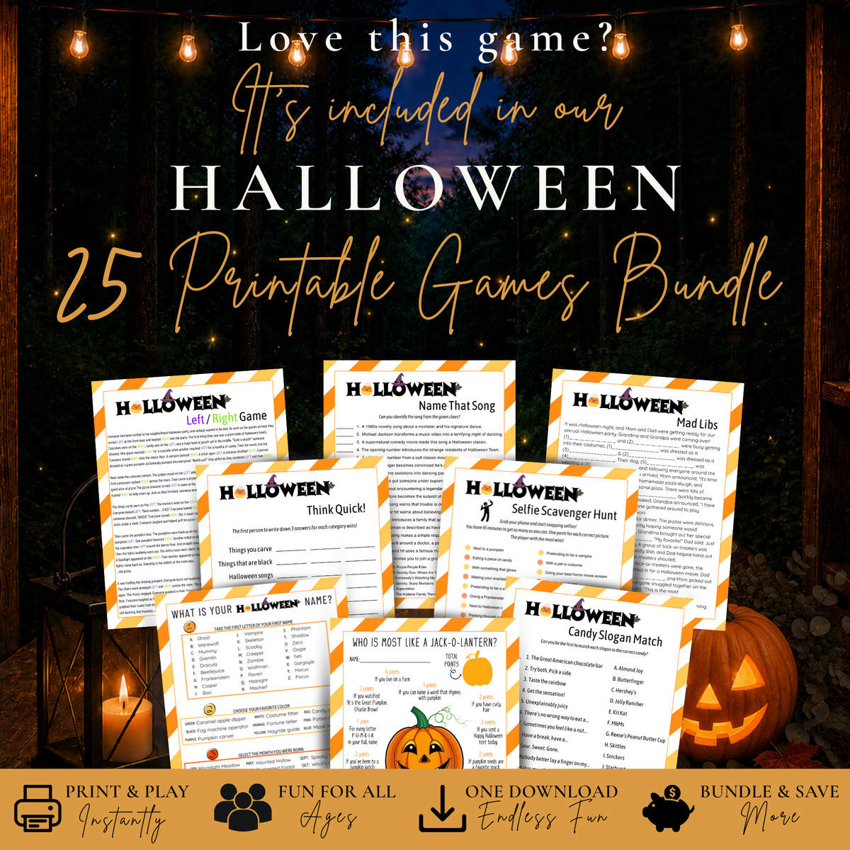 Halloween Emoji Pictionary included in 25 Printable Halloween Games Bundle