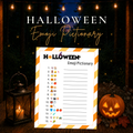 Halloween Emoji Pictionary printable game with 15 Halloween emoji puzzles