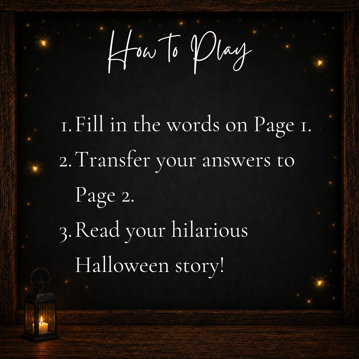 How to play Halloween Mad Libs printable party game by filling in words and creating a funny Halloween story