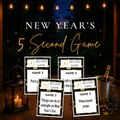 New Year’s 5 Second Game printable party game with 120 Name 3 challenge cards for New Year’s Eve