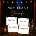 New Year’s Charades printable party game with New Year’s Eve themed cards for family, kids, teens and adults