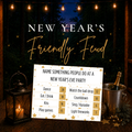 New Year’s Friendly Feud printable party game with survey answers for a New Year’s Eve celebration