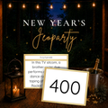 New Year’s Jeoparty printable trivia party game with question card and 400 point value card