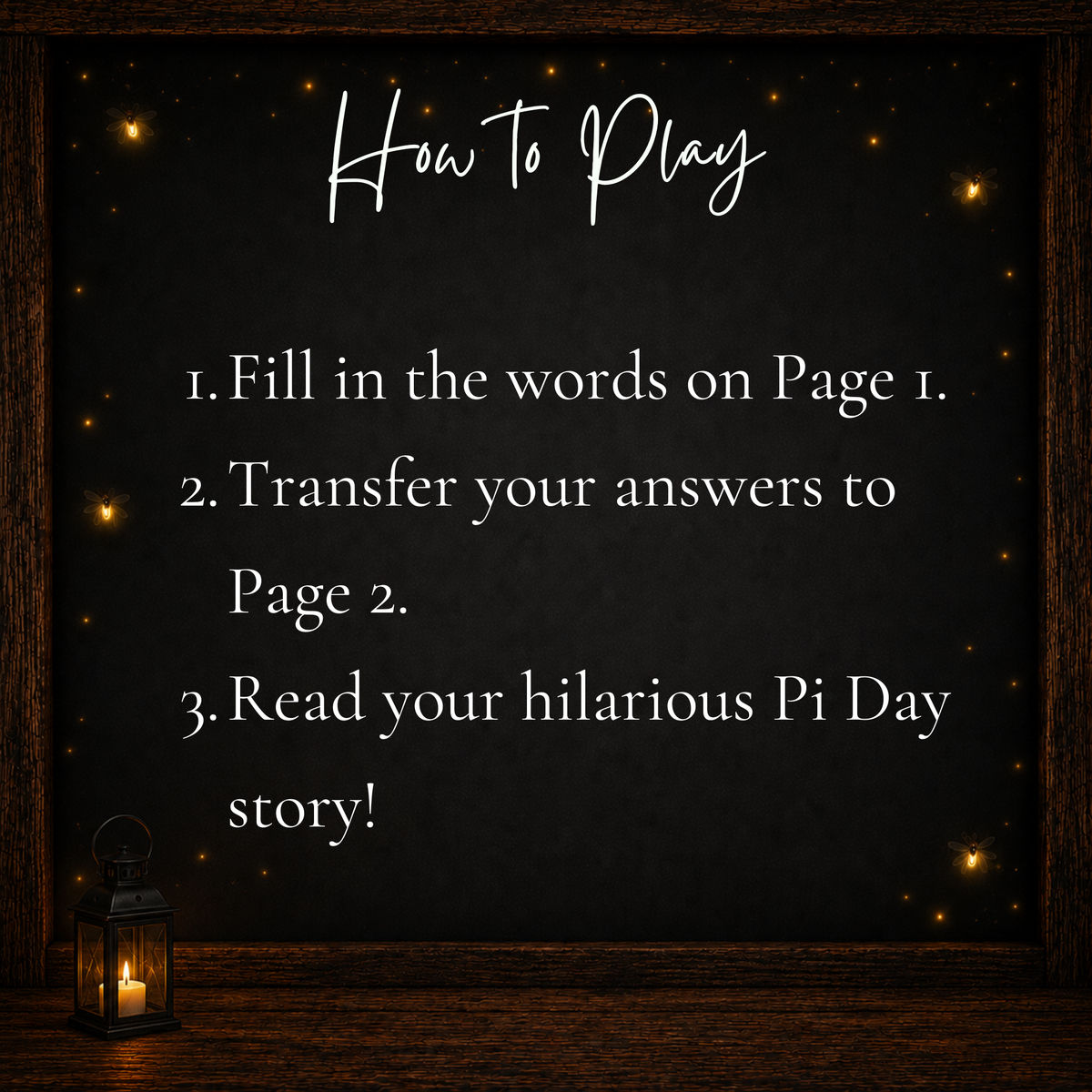How to play Pi Day Mad Libs printable classroom game with three simple steps
