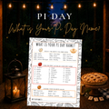 What Is Your Pi Day Name printable game for classroom math and March 14 Pi Day celebrations