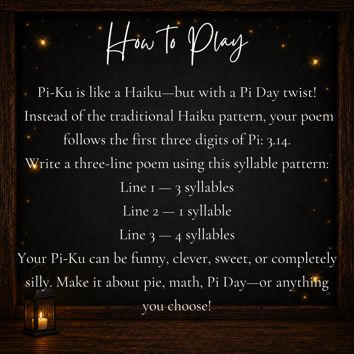 How to create a Pi-Ku using a 3-1-4 syllable pattern for Pi Day