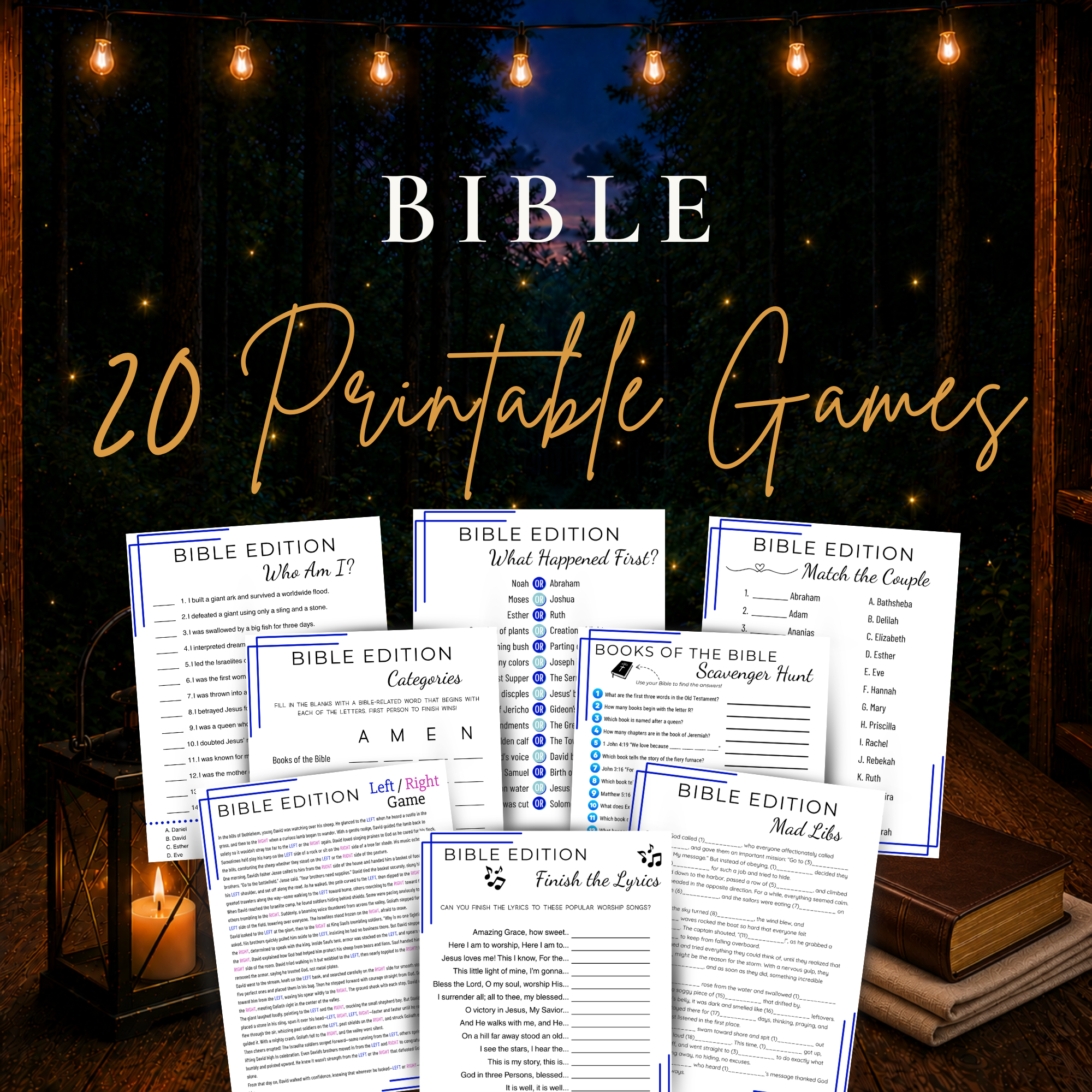 20 printable Bible games bundle with Christian games for church, Sunday School, youth groups and families
