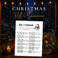 Roll a Snowman printable Christmas game for kids with dice rolling and snowman drawing activity