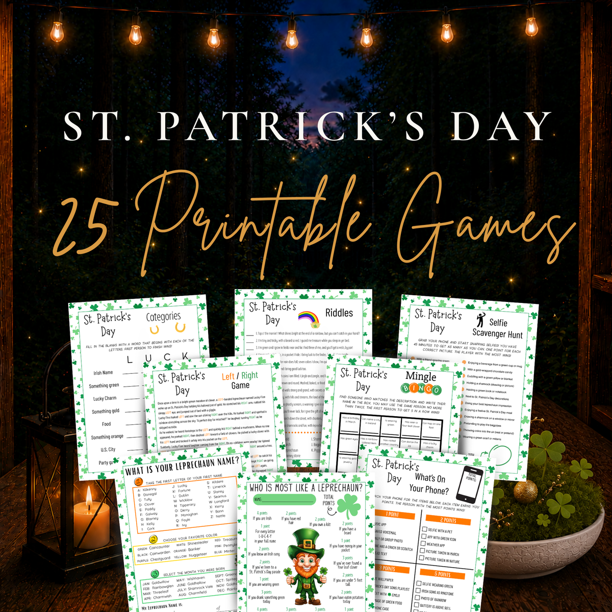 25 St. Patrick’s Day Printable Games Bundle | Firefly Parade