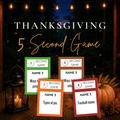 Thanksgiving 5 Second Game printable party game with fast-paced Name 3 challenge cards