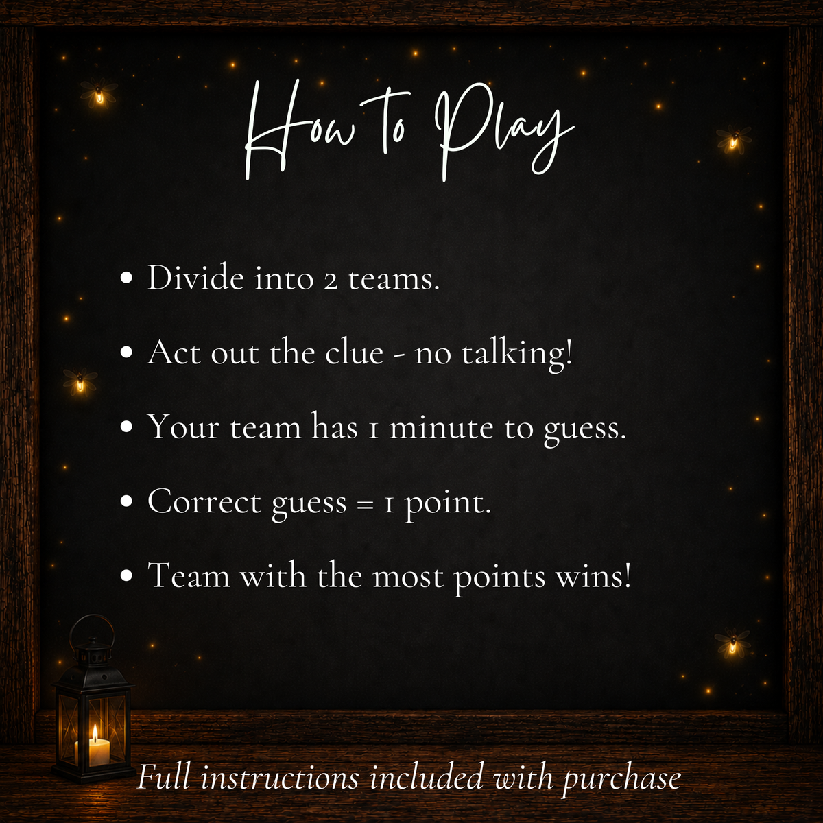 How to play Thanksgiving Charades printable family party game with simple team instructions