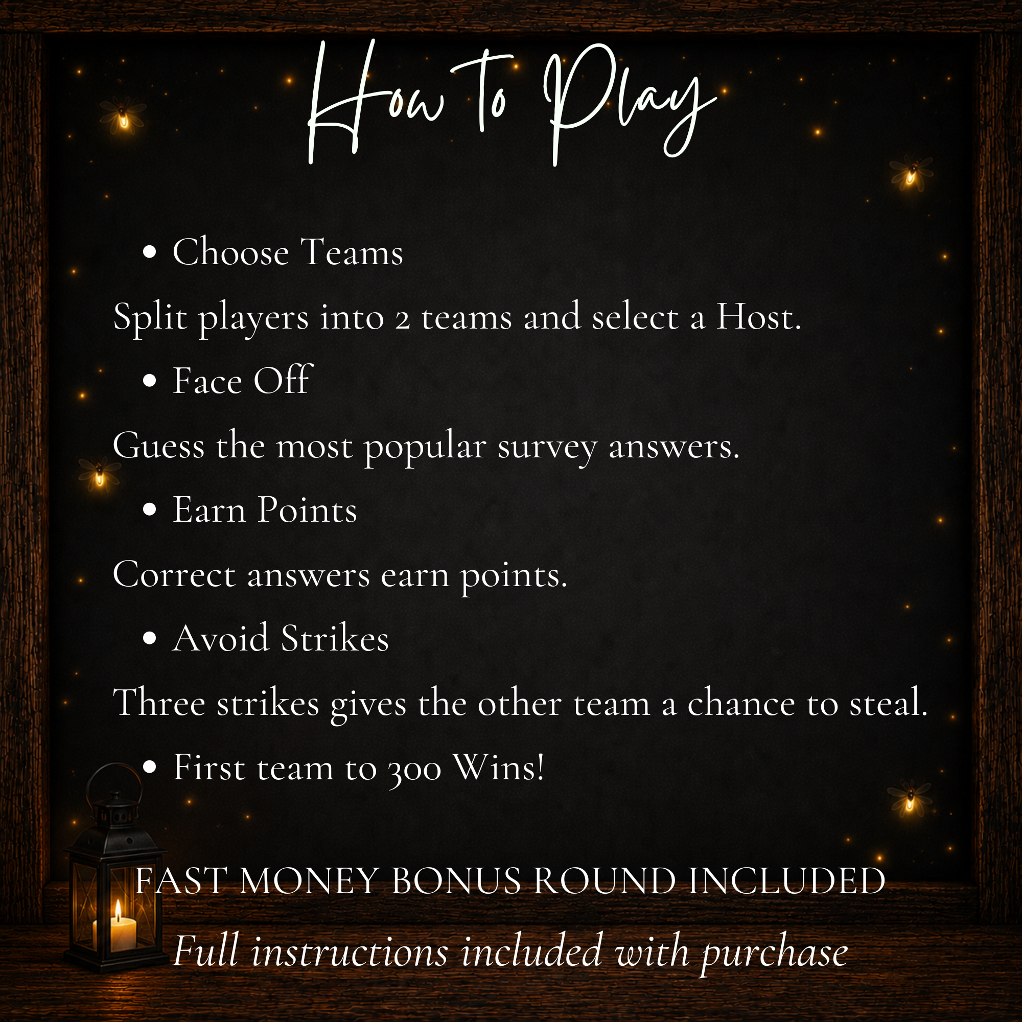 How to play Thanksgiving Friendly Feud printable team game with survey answers points strikes and Fast Money bonus round