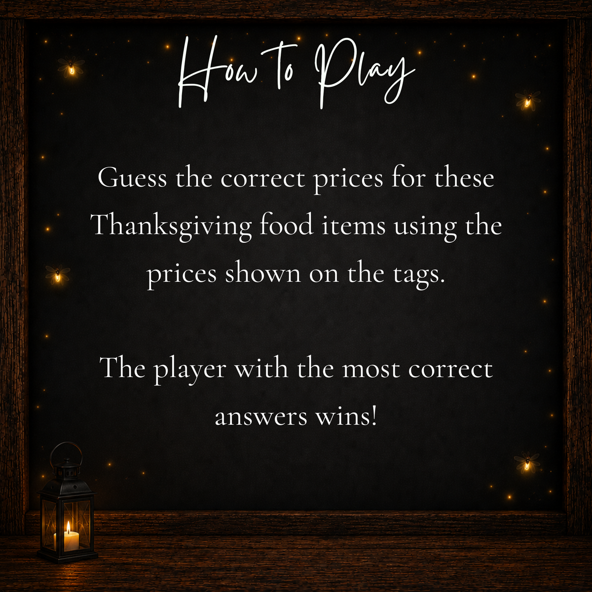 How to play Thanksgiving Guess the Right Price game by matching prices to Thanksgiving food items