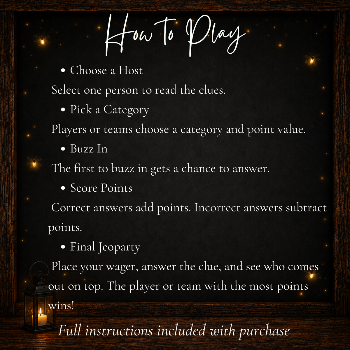 How to play Thanksgiving Jeoparty printable trivia game for individuals and teams